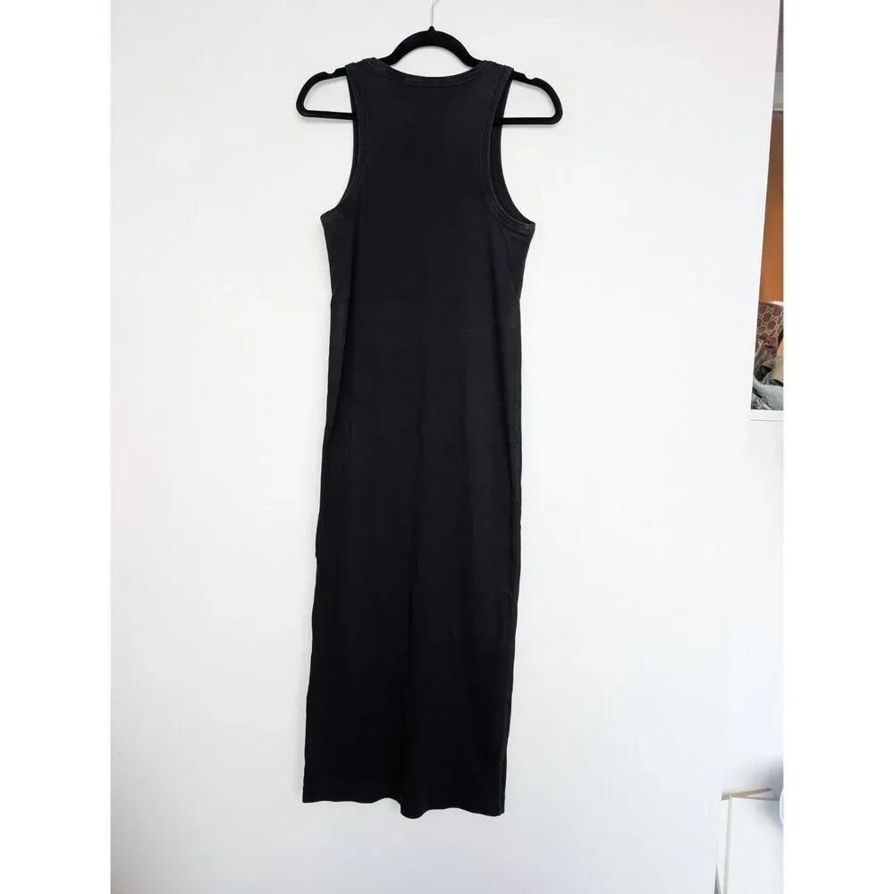 COS Rib Knit Sleeveless Black Bodycon Midi Maxi Dress Sz M Capsule Wardorbe
